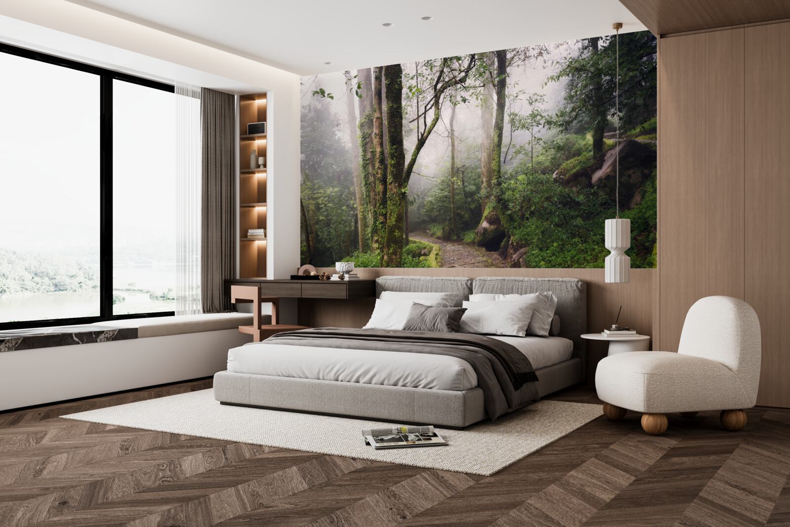 Papier peint Chemin à travers une forêt verdoyante