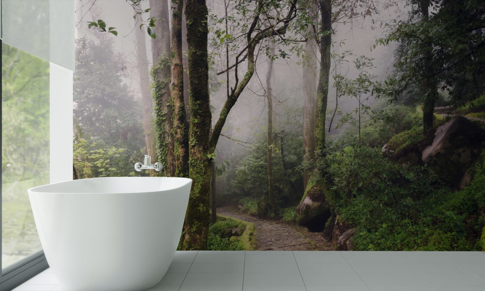 Papier peint Chemin à travers une forêt verdoyante