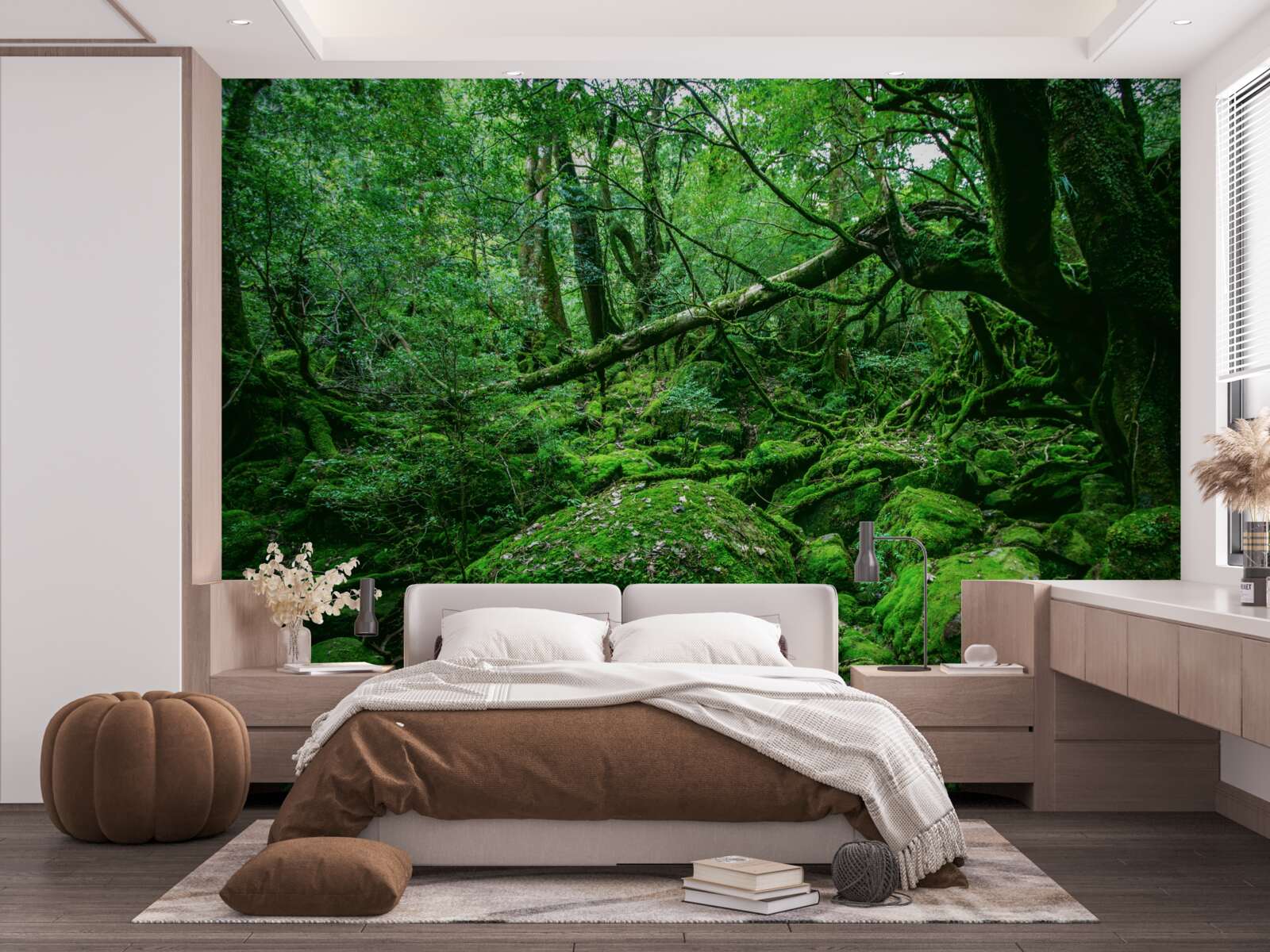 Papier peint forêt, abondamment verte, sans soleil