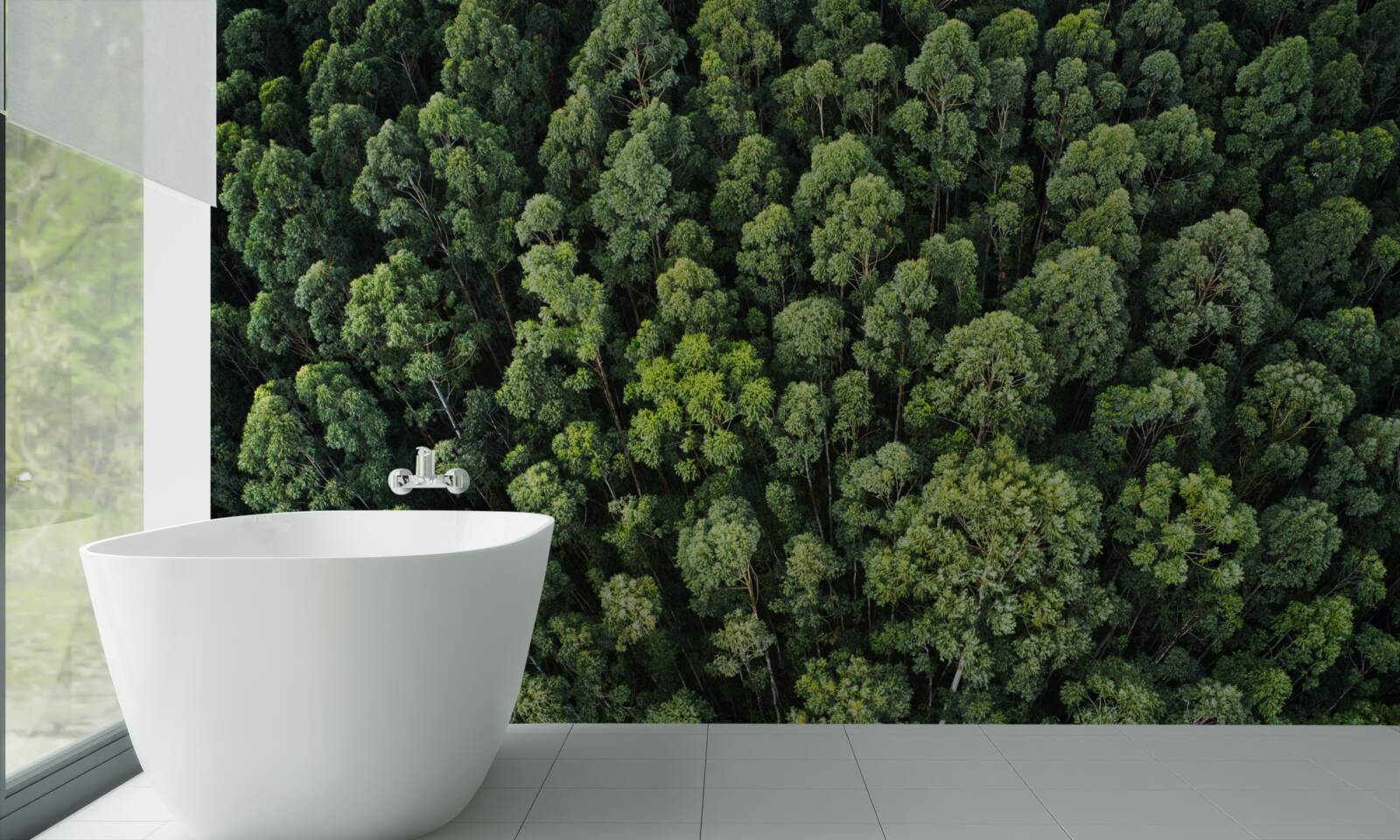 Papier peint arbres forestiers avec des couronnes vertes