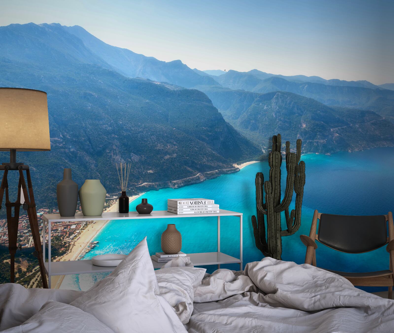 Papier peint le littoral de la station de ski est bleu