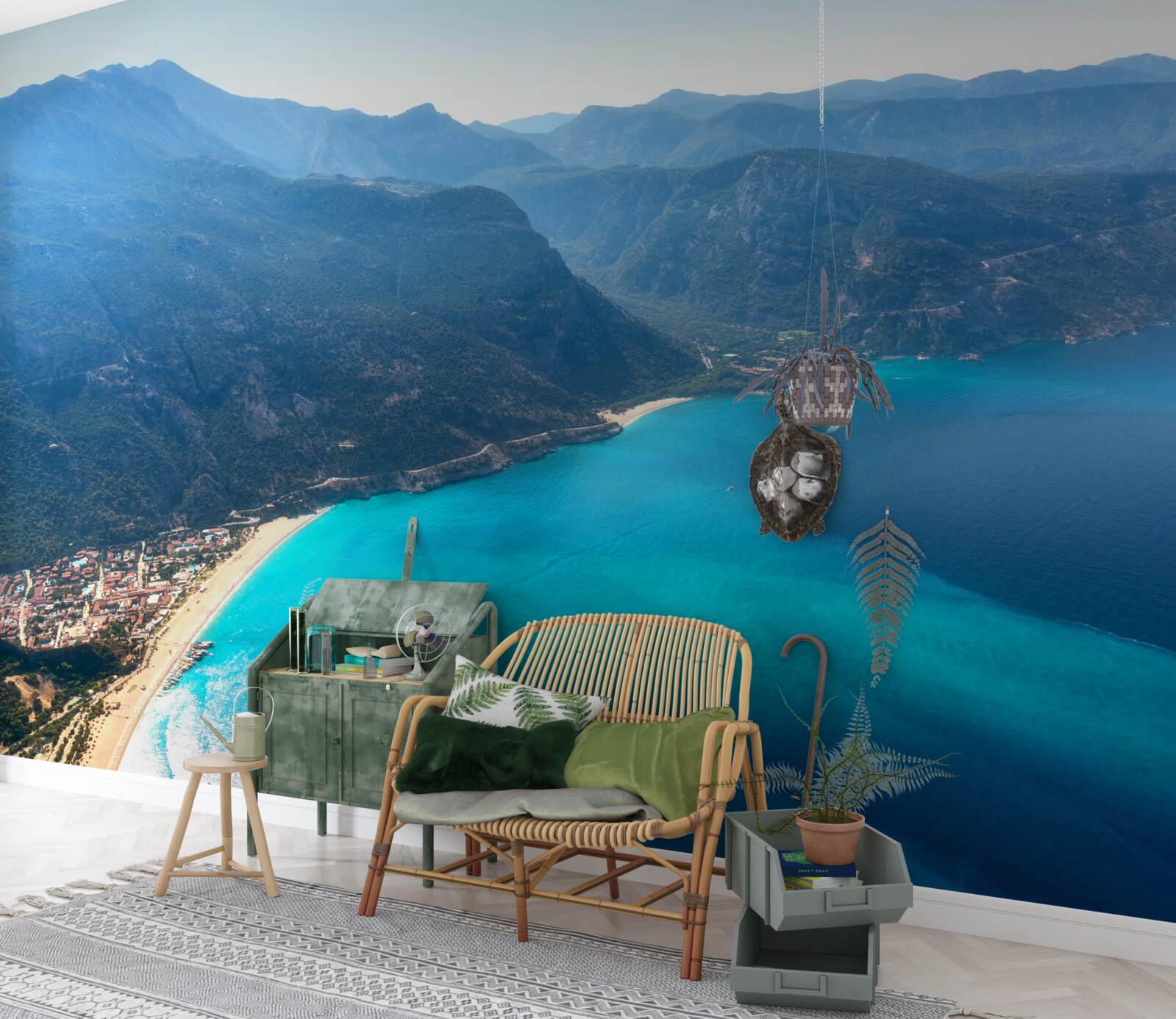 Papier peint le littoral de la station de ski est bleu