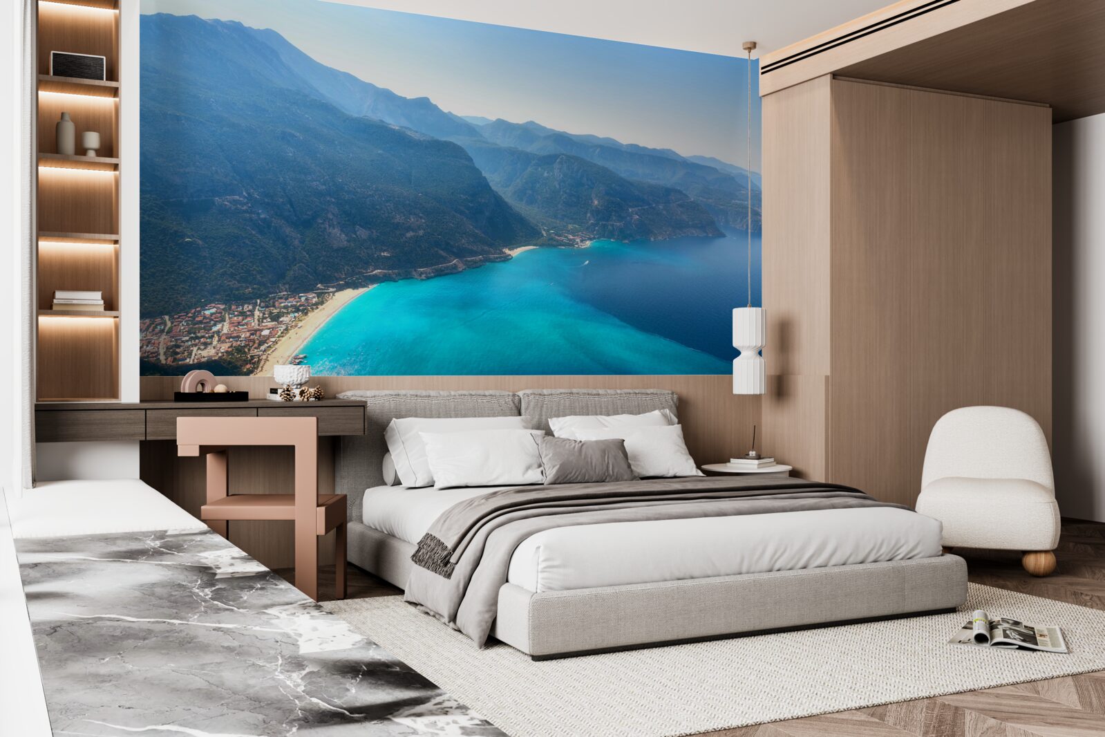 Papier peint le littoral de la station de ski est bleu