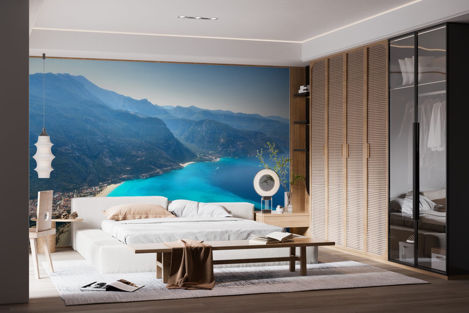 Papier peint le littoral de la station de ski est bleu