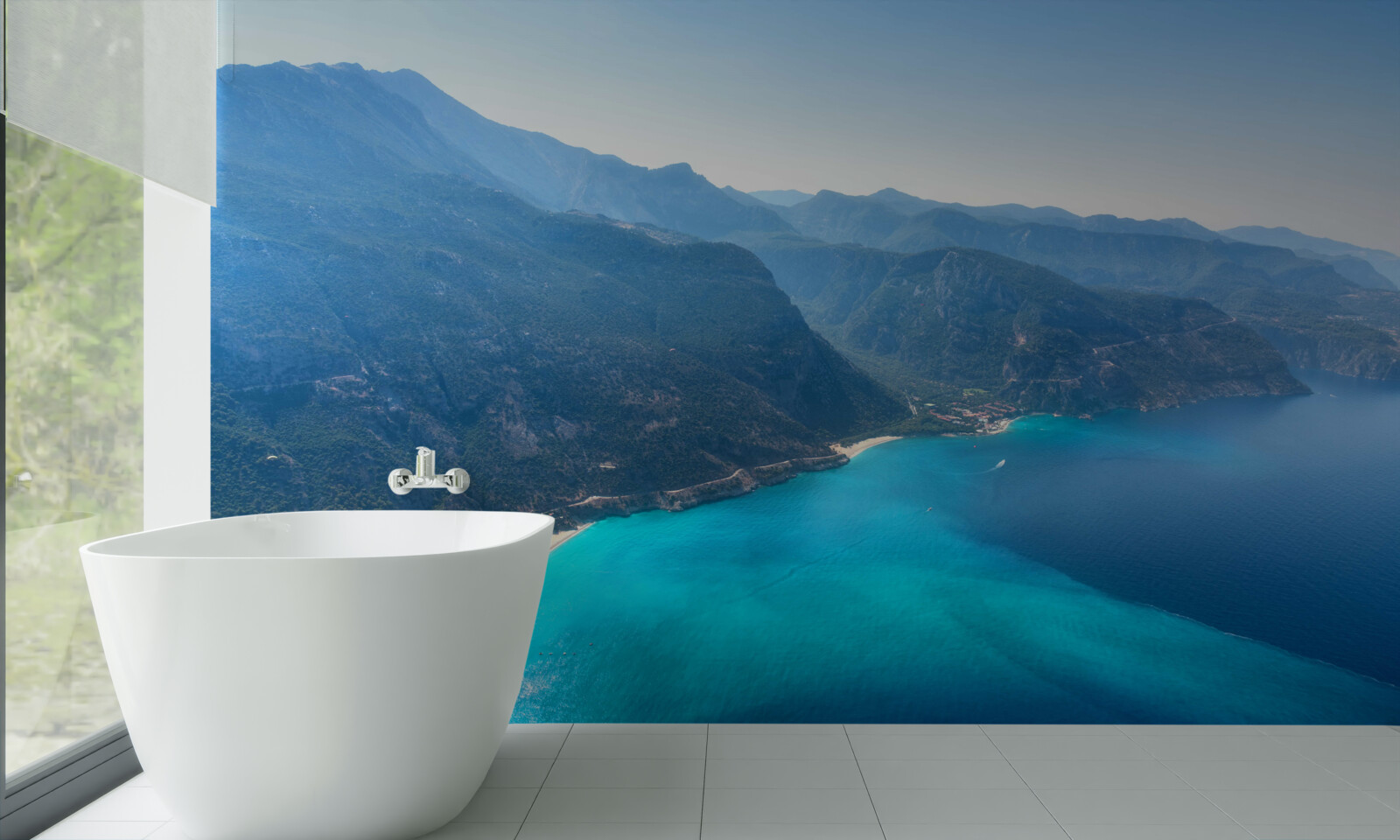 Papier peint le littoral de la station de ski est bleu