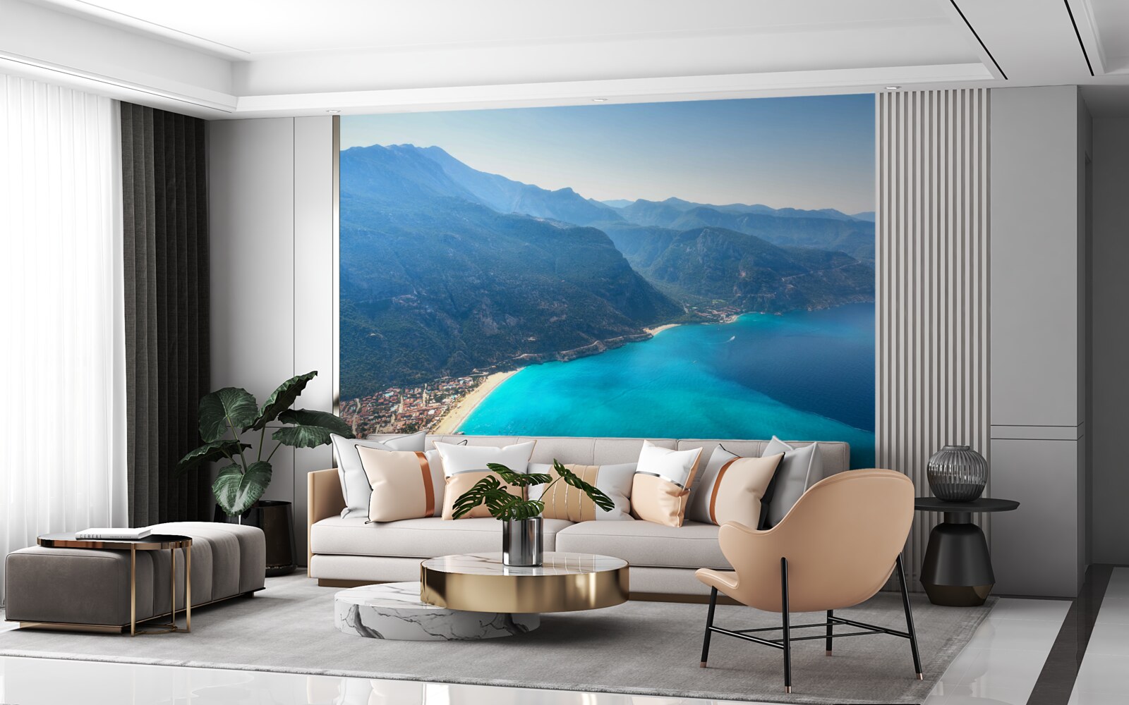 Papier peint le littoral de la station de ski est bleu