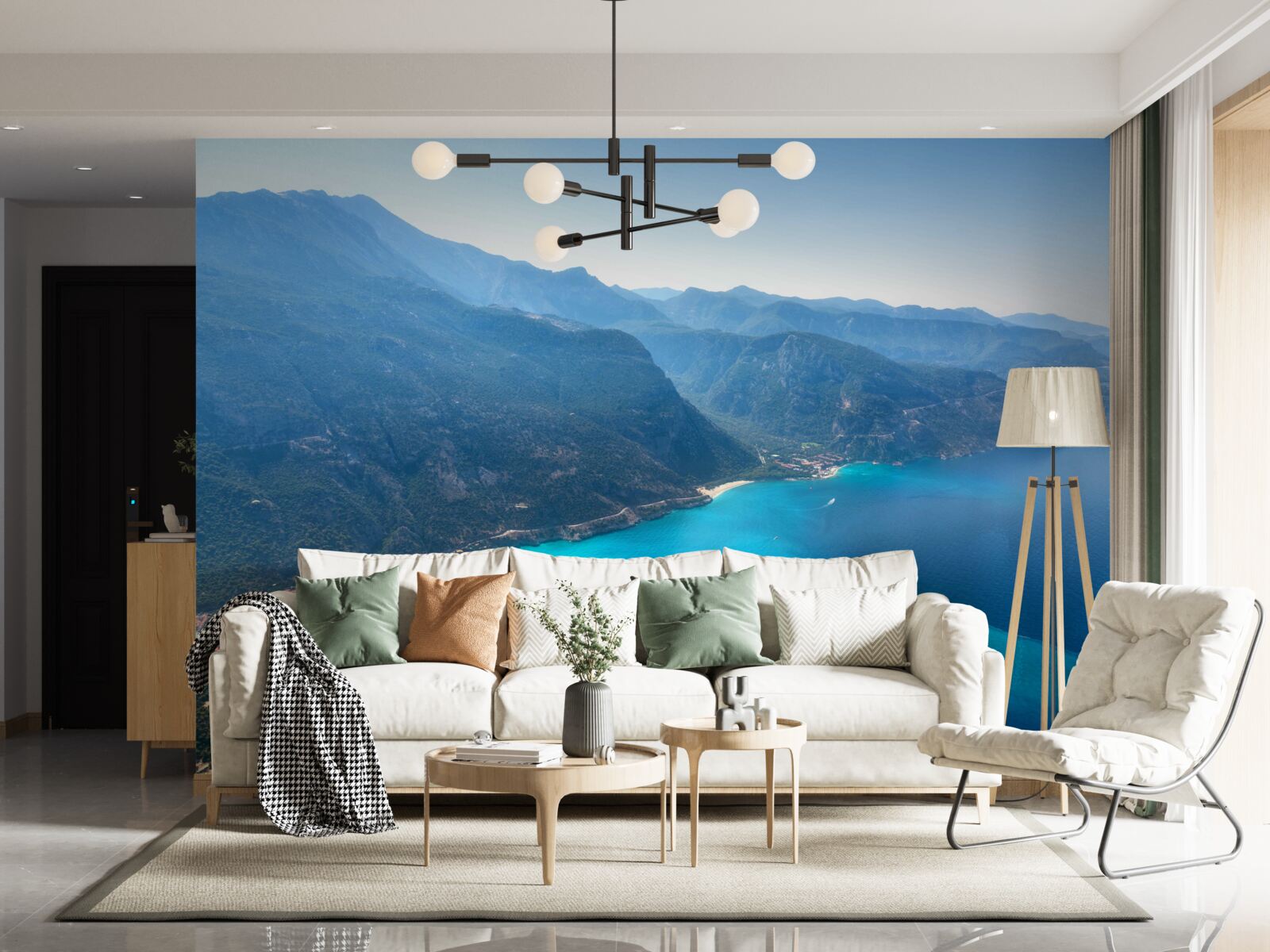 Papier peint le littoral de la station de ski est bleu