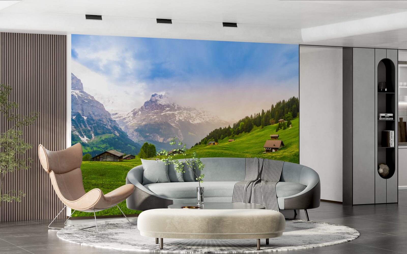 Papier peint Chemin à travers les glaciers verts vers les montagnes