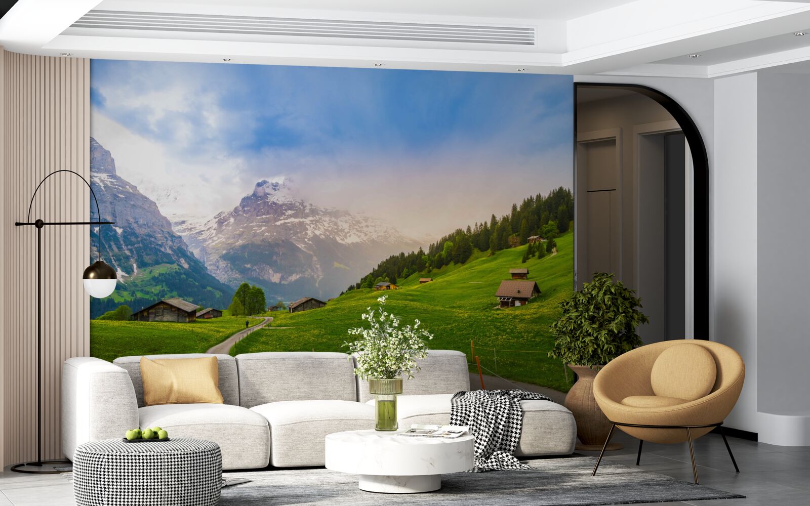 Papier peint Chemin à travers les glaciers verts vers les montagnes