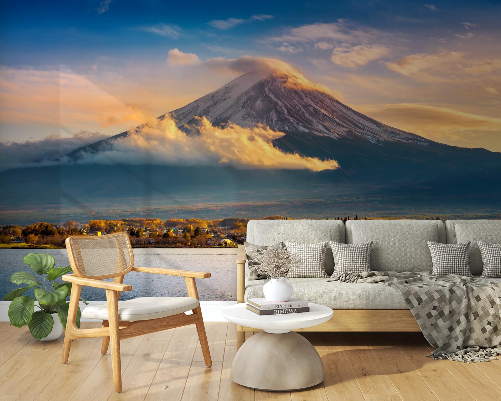 Papier peint le pic fuji est entouré d'un épais brouillard