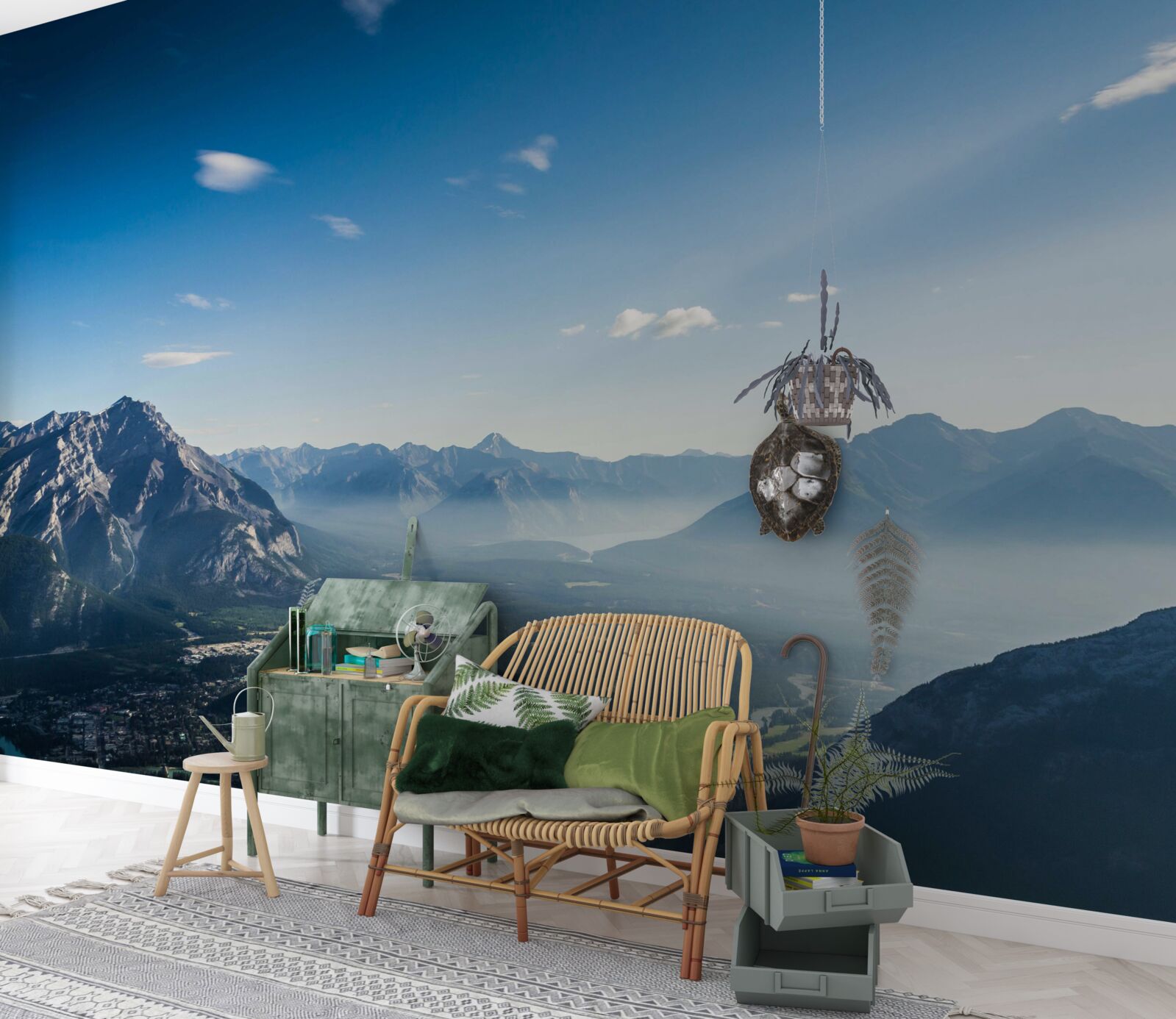 Papier peint du haut des montagnes, on peut voir le vaste ciel bleu