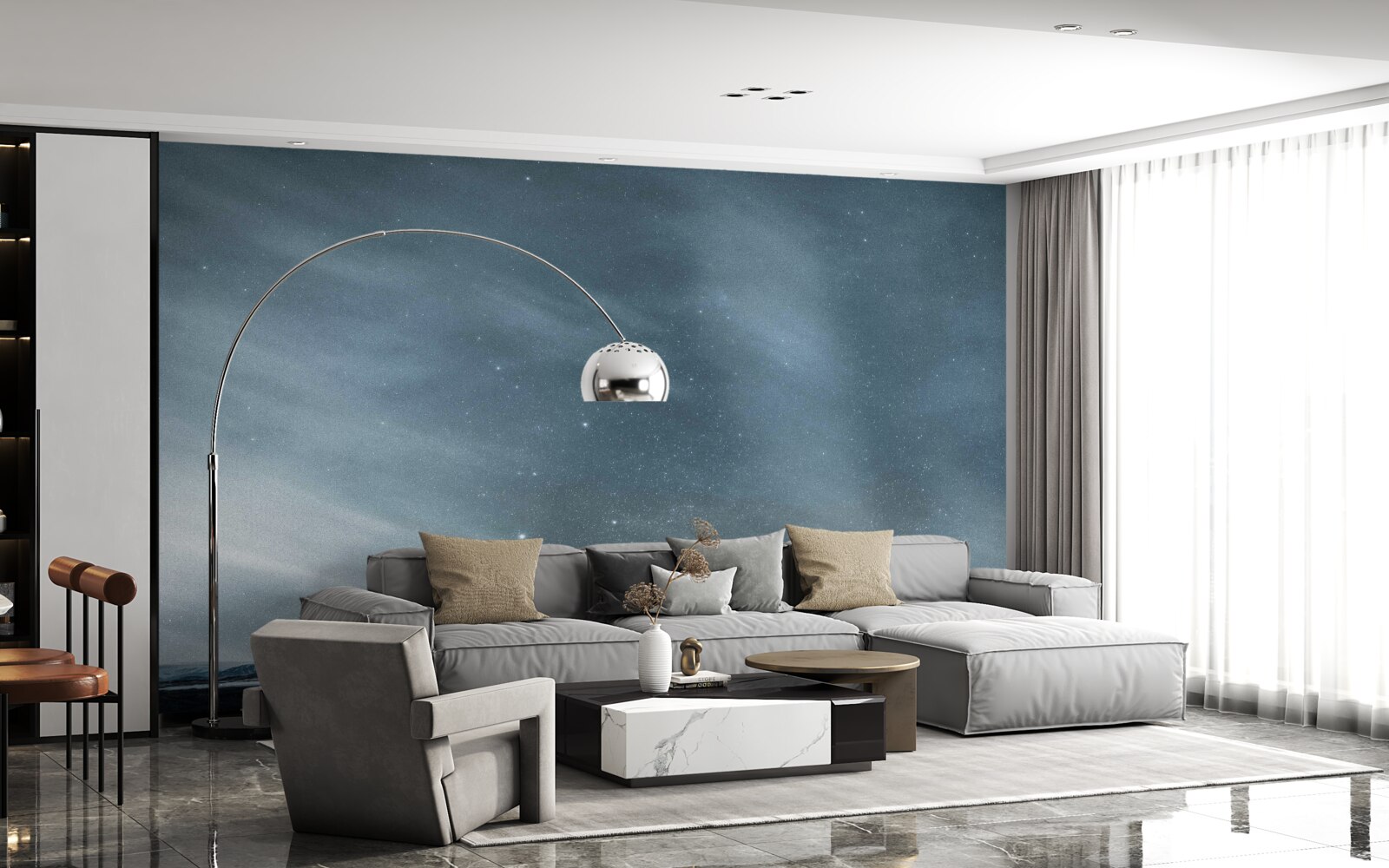 Papier peint nuits blanches étoilées dans l'antarctique