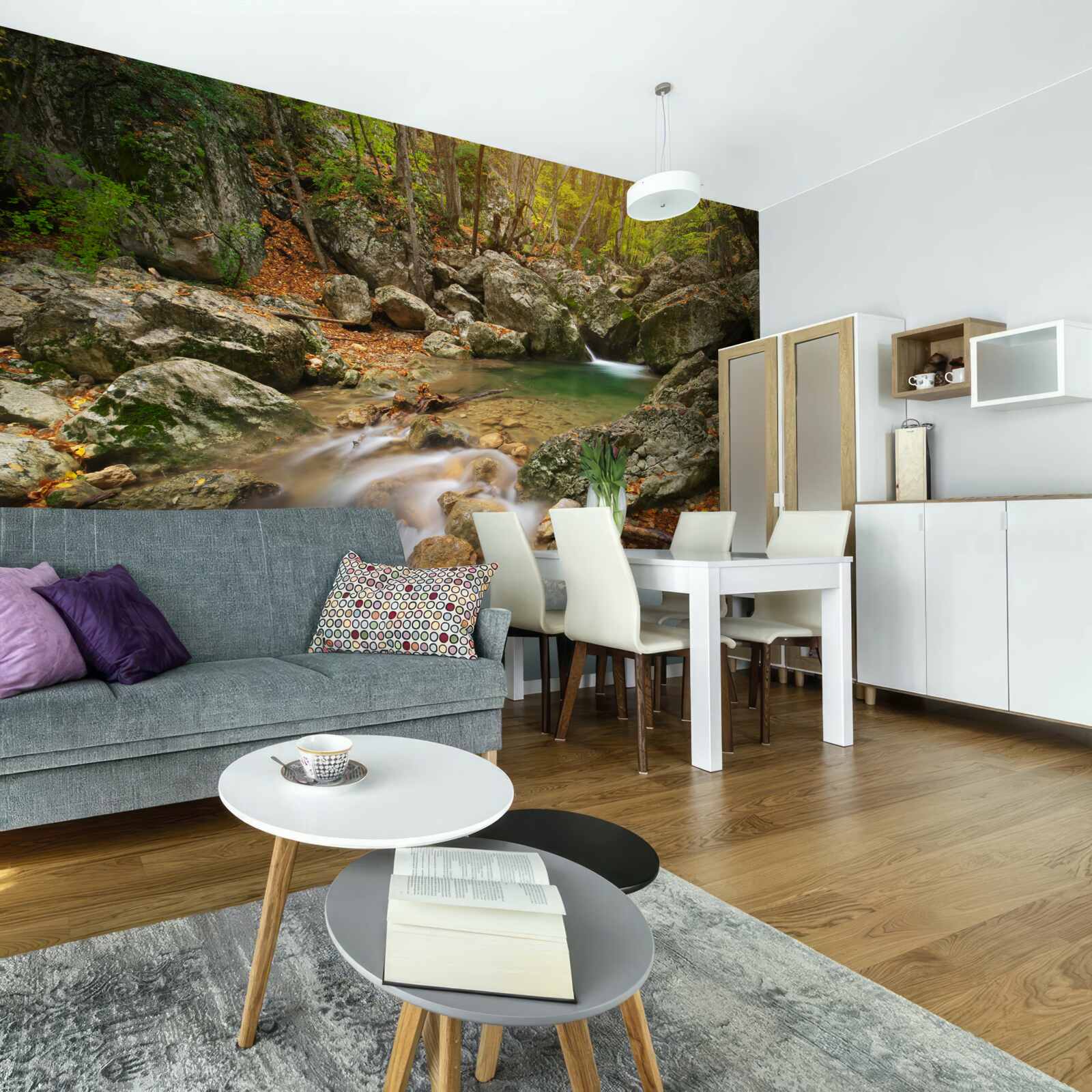 Papier peint débit de la rivière en automne