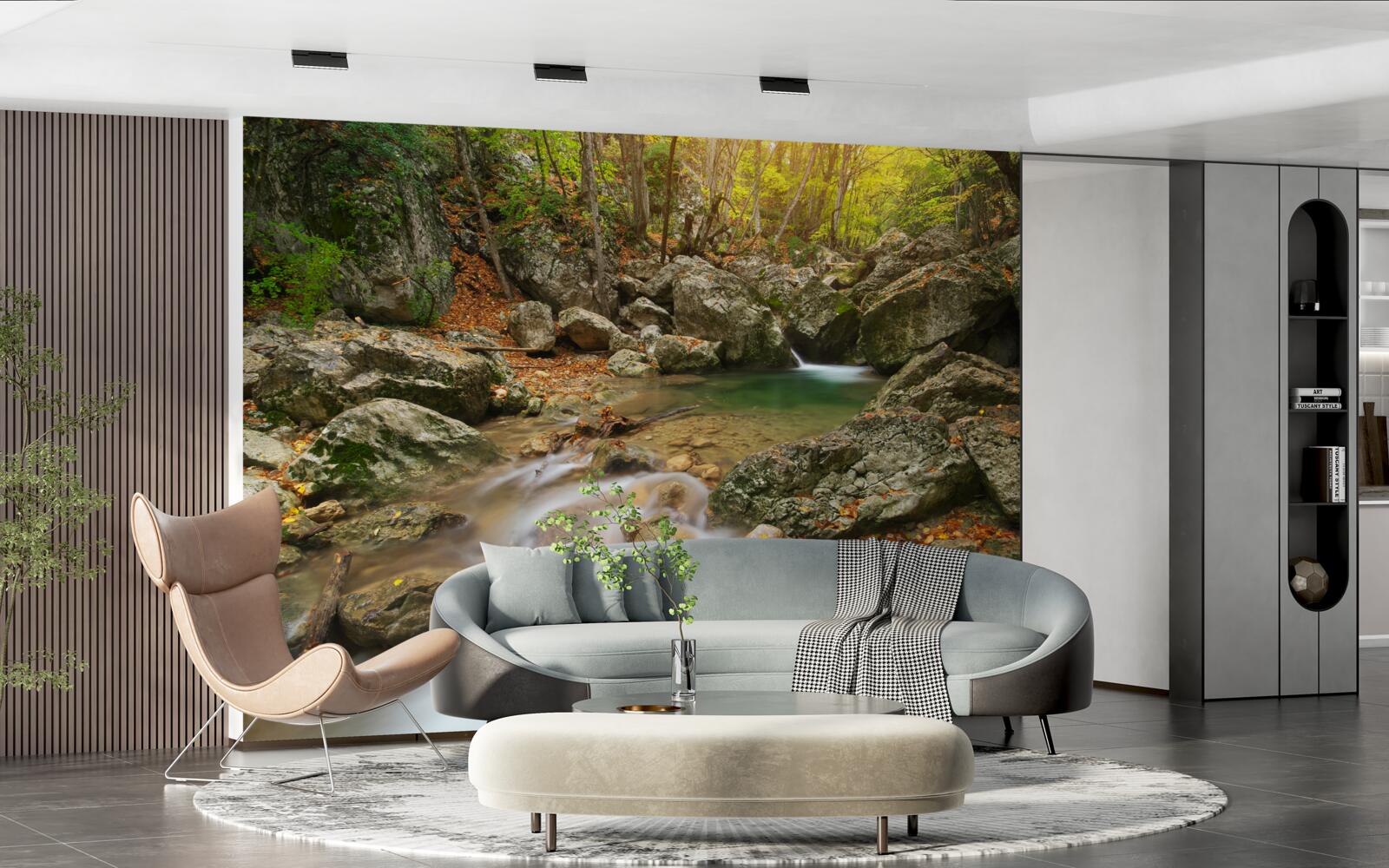 Papier peint débit de la rivière en automne