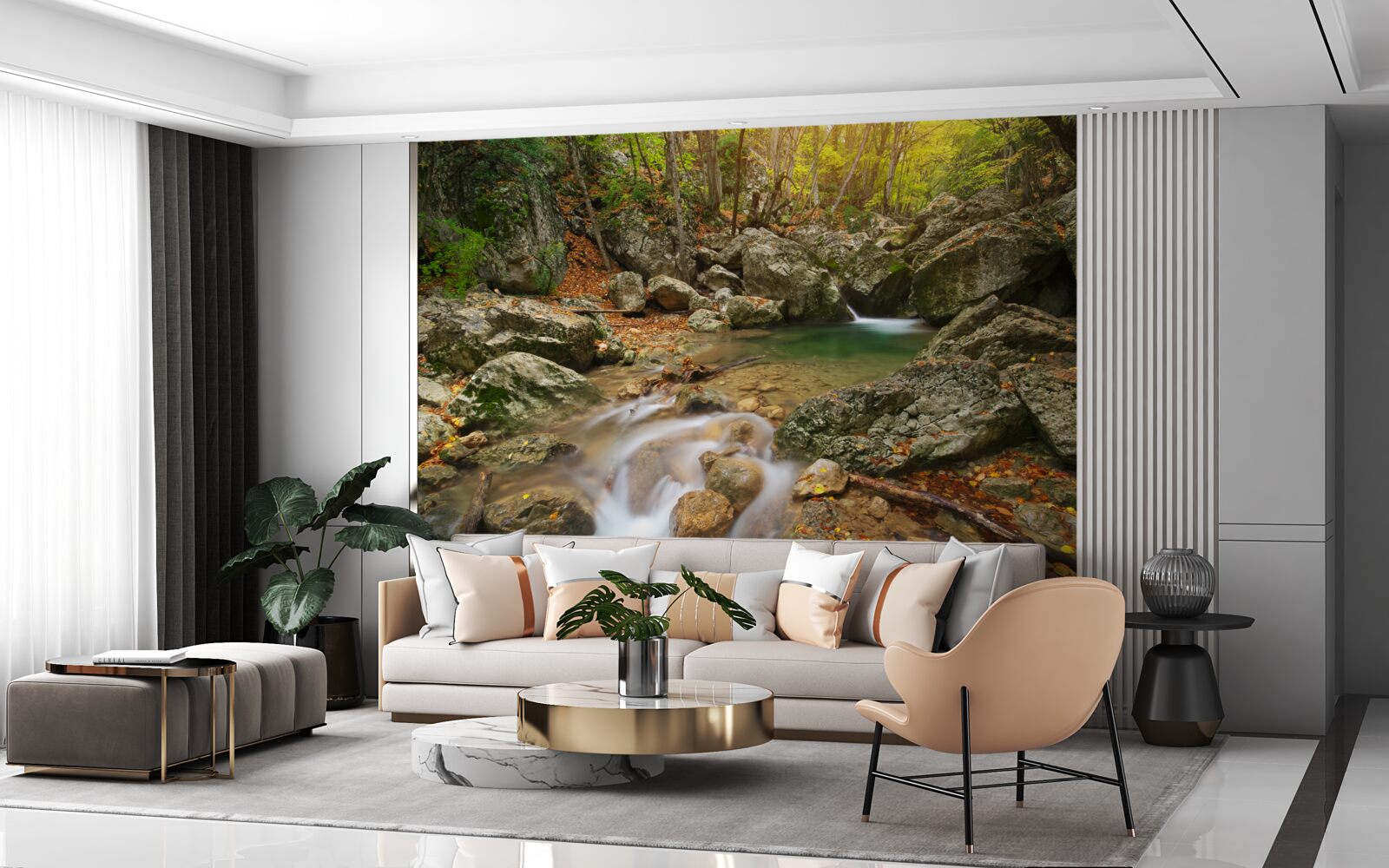 Papier peint débit de la rivière en automne