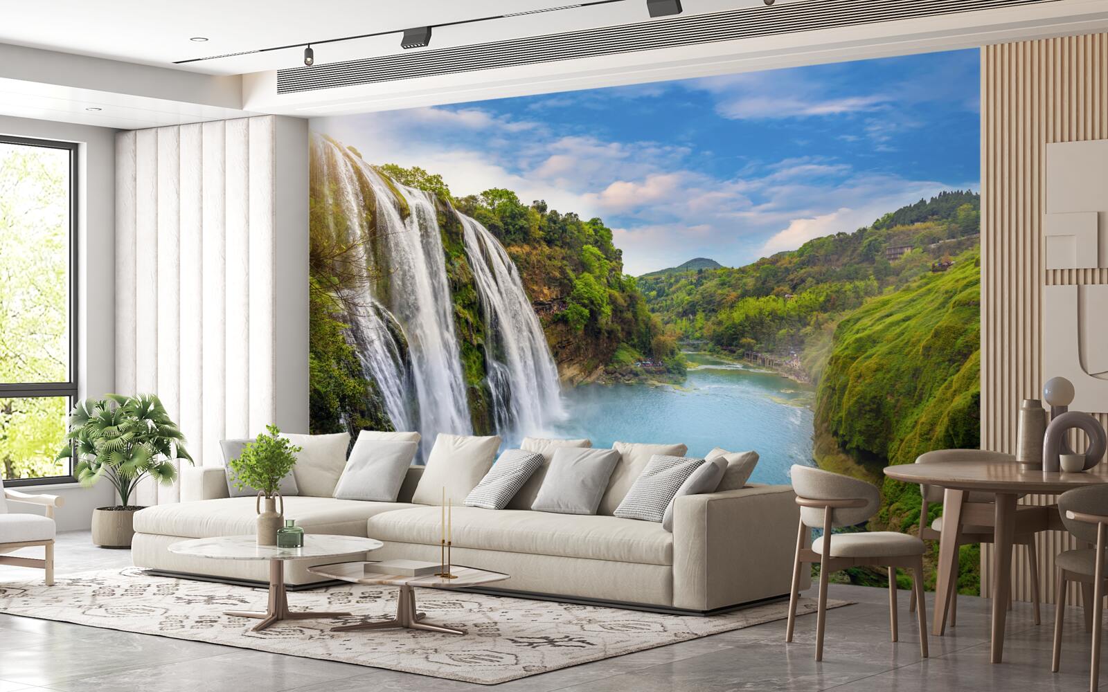 Papier peint la puissante chute d'eau de huangoshu