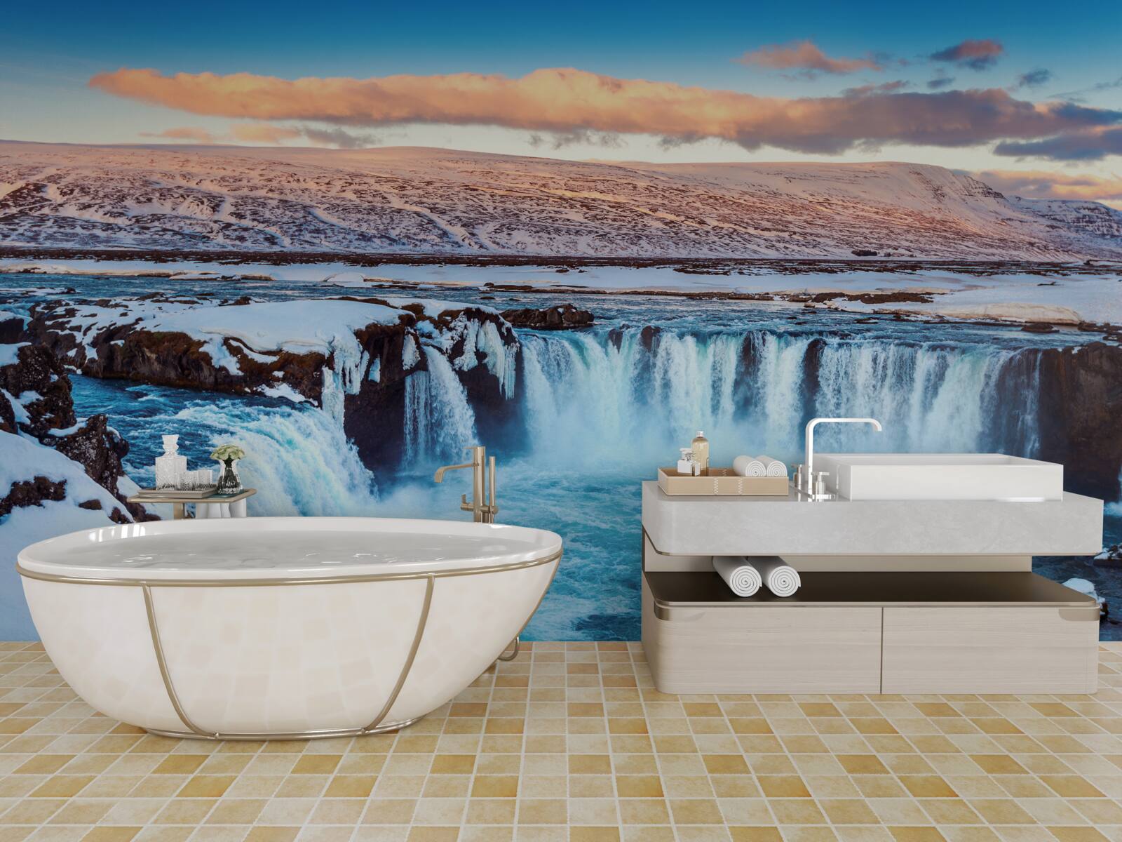 Papier peint cascade enchanteresse de godafoss