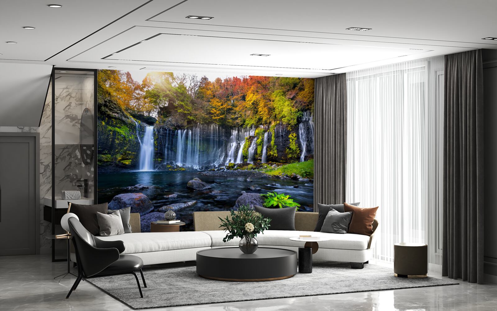 Papier peint les chutes d'eau idylliques de shiraito