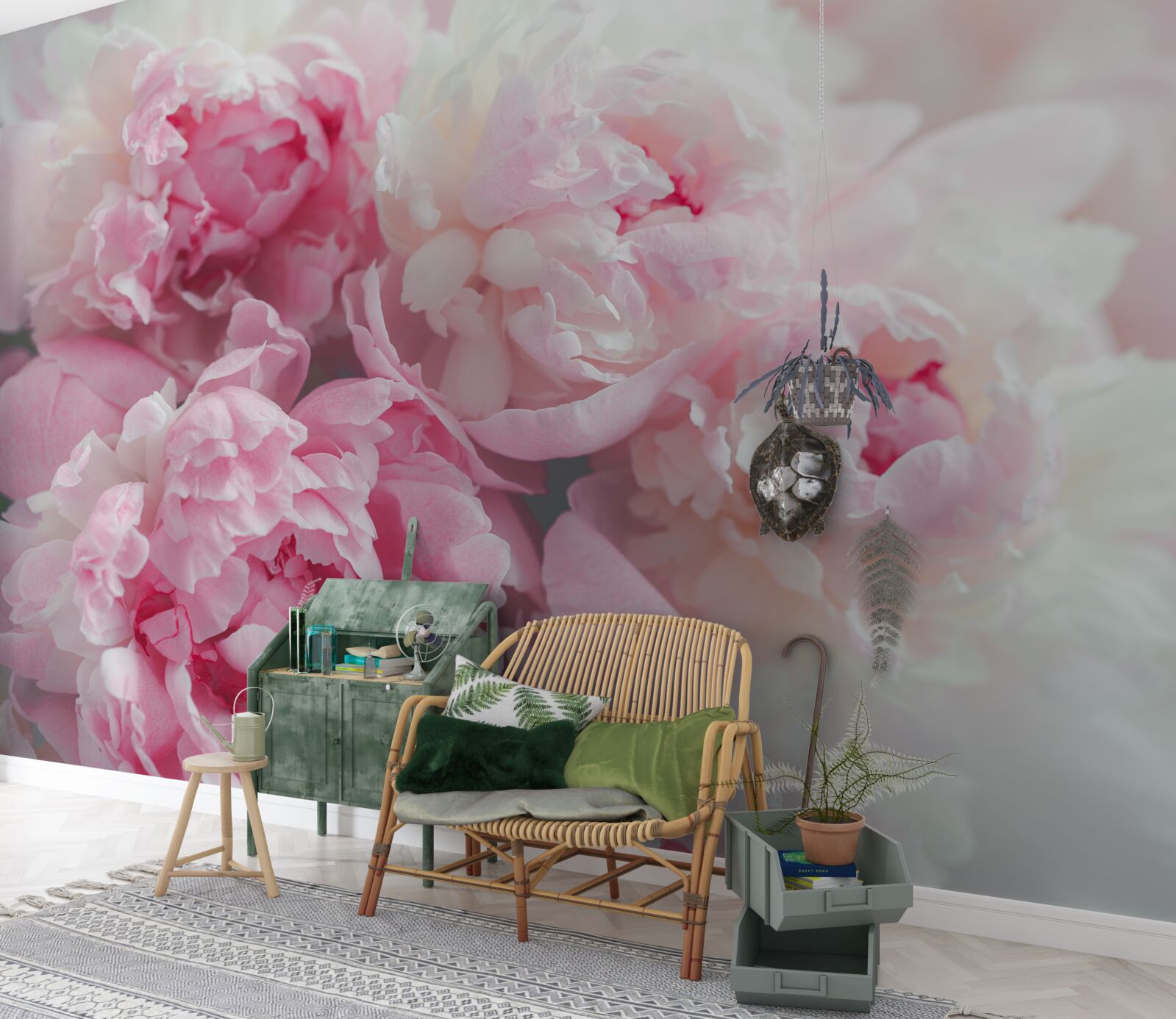 Papier peint bouquet de pivoines roses délicates et gracieuses