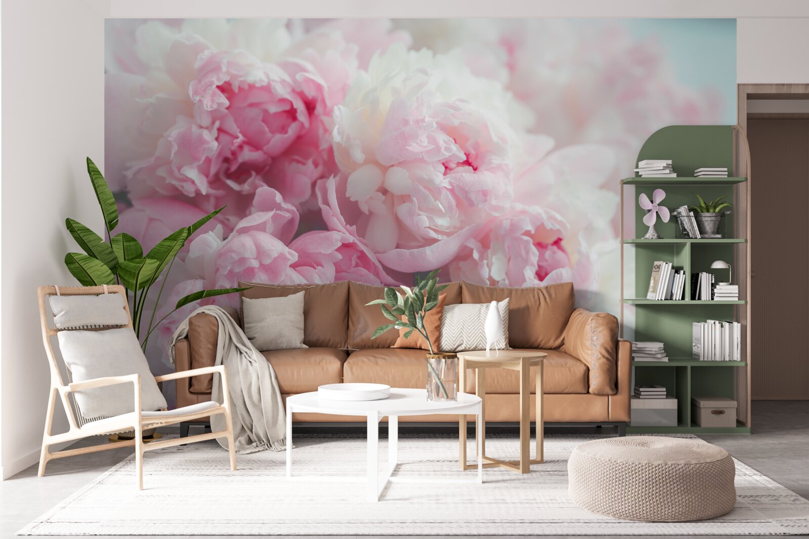 Papier peint bouquet de pivoines roses délicates et gracieuses