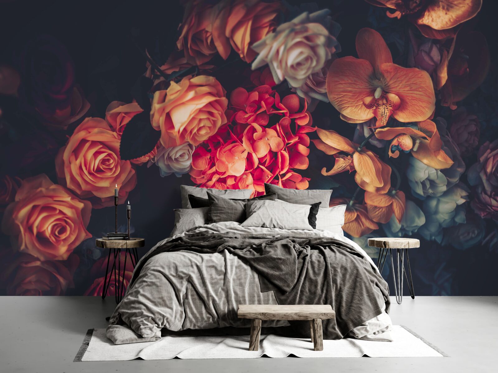 Papier peint arrangement floral d'automne en style vintage