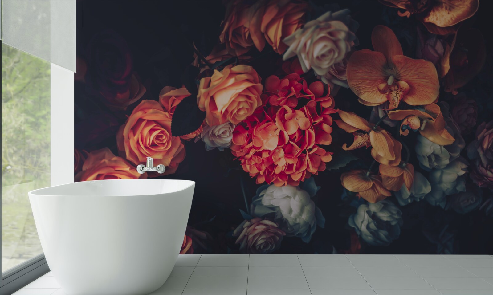 Papier peint arrangement floral d'automne en style vintage