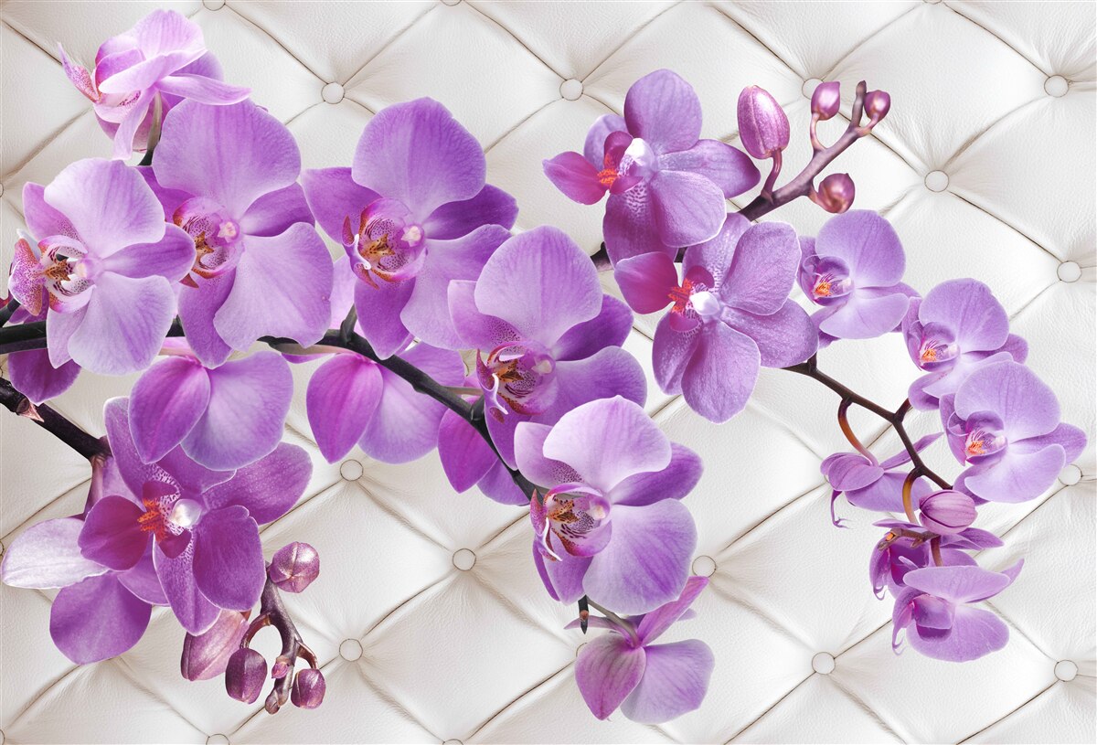 Papier peint la texture comprend des branches d'orchidée lilas