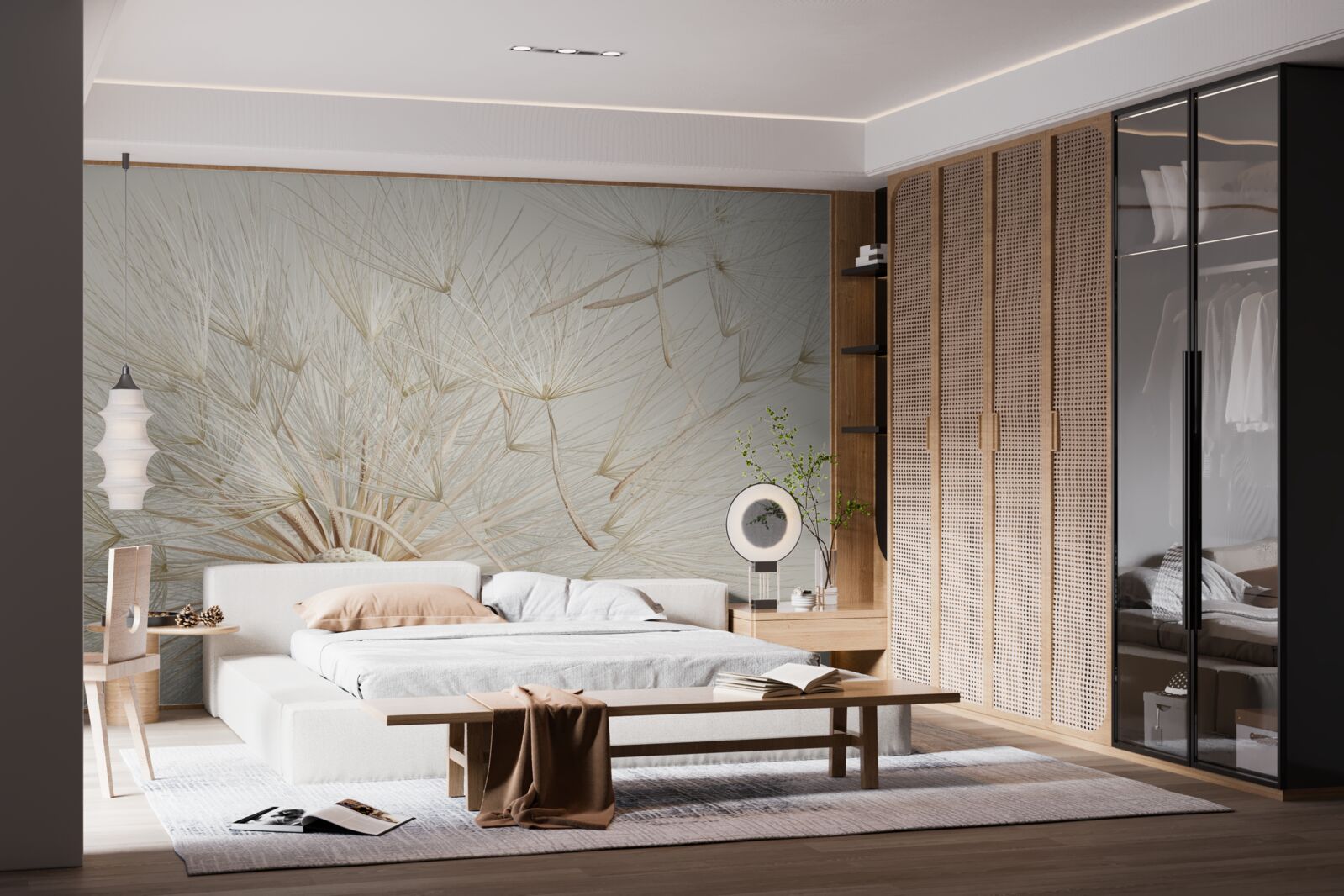 Papier peint les pissenlits fleurissent sous l'influence du vent