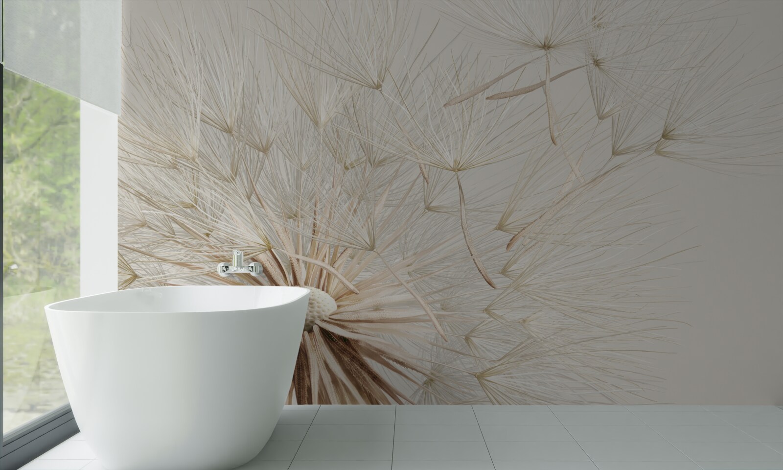 Papier peint les pissenlits fleurissent sous l'influence du vent