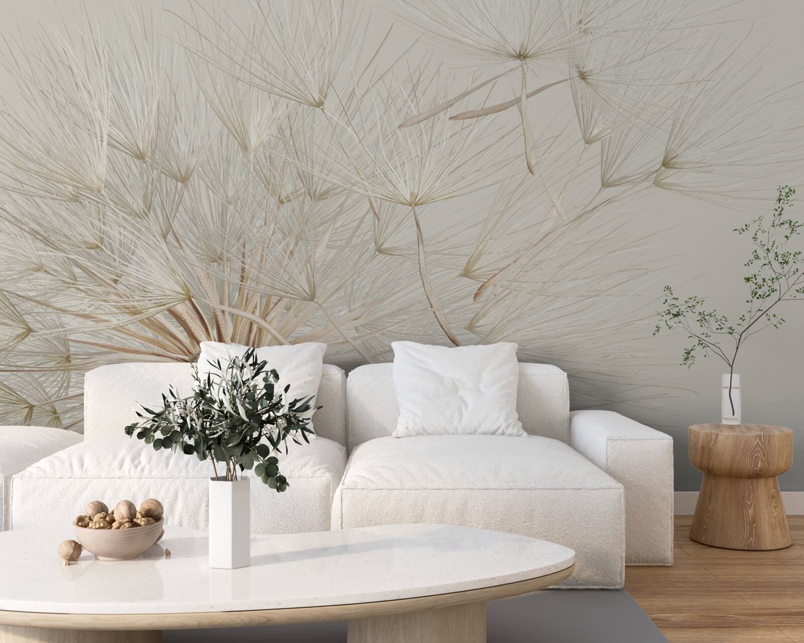 Papier peint les pissenlits fleurissent sous l'influence du vent