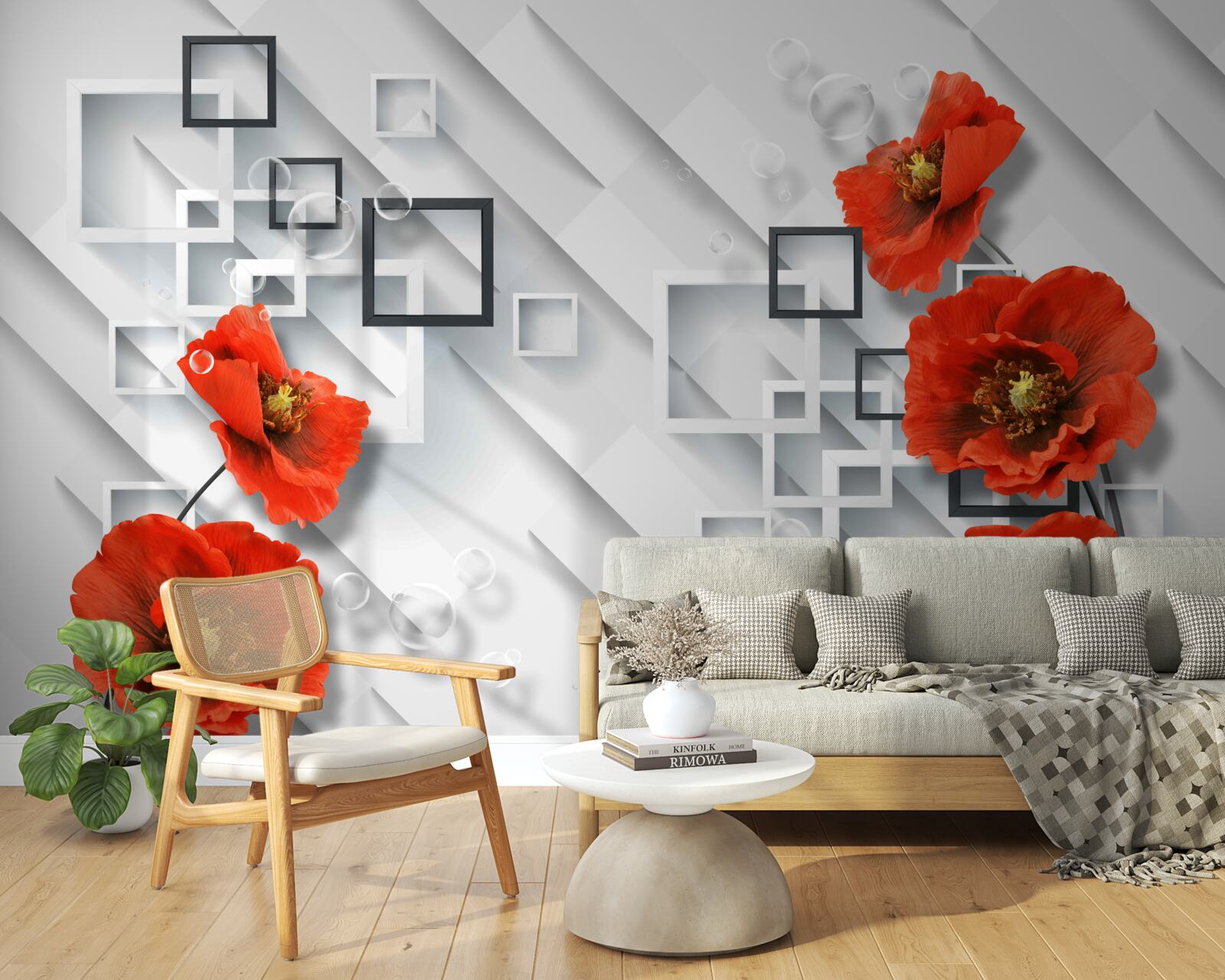 Papier peint magnifiques coquelicots rouges sur un fond inhabituel