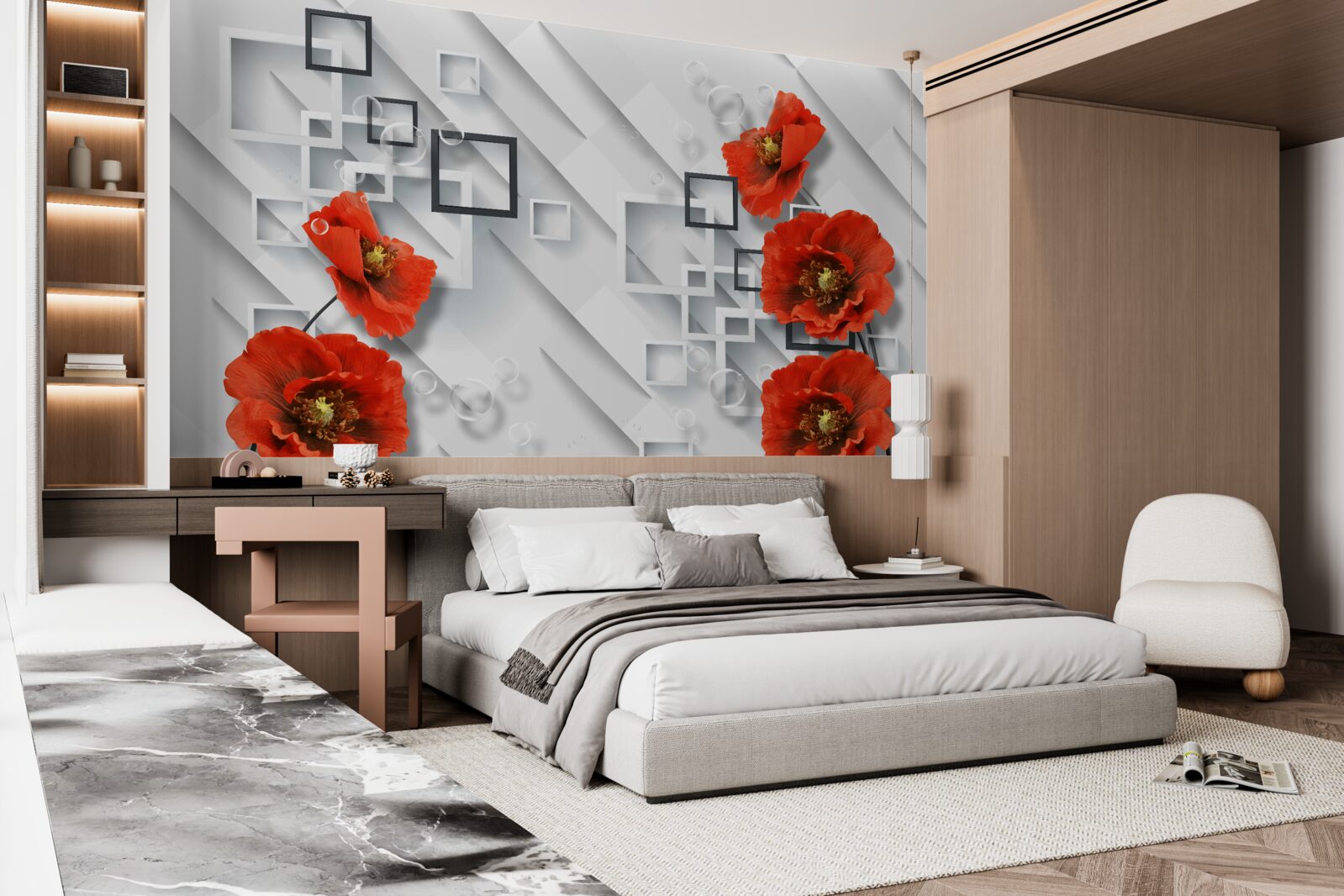 Papier peint magnifiques coquelicots rouges sur un fond inhabituel