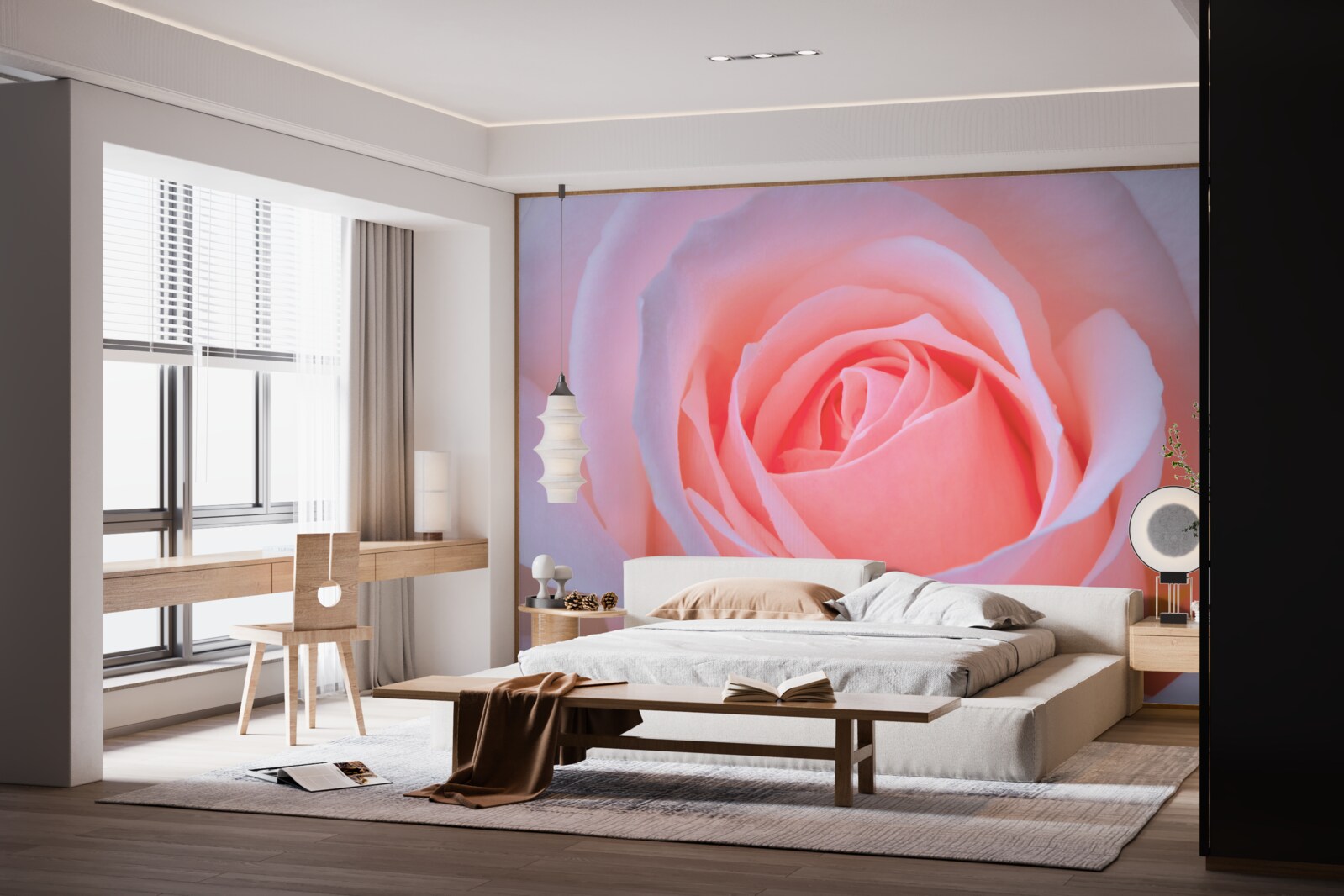 Papier peint rose délicate avec de beaux pétales roses