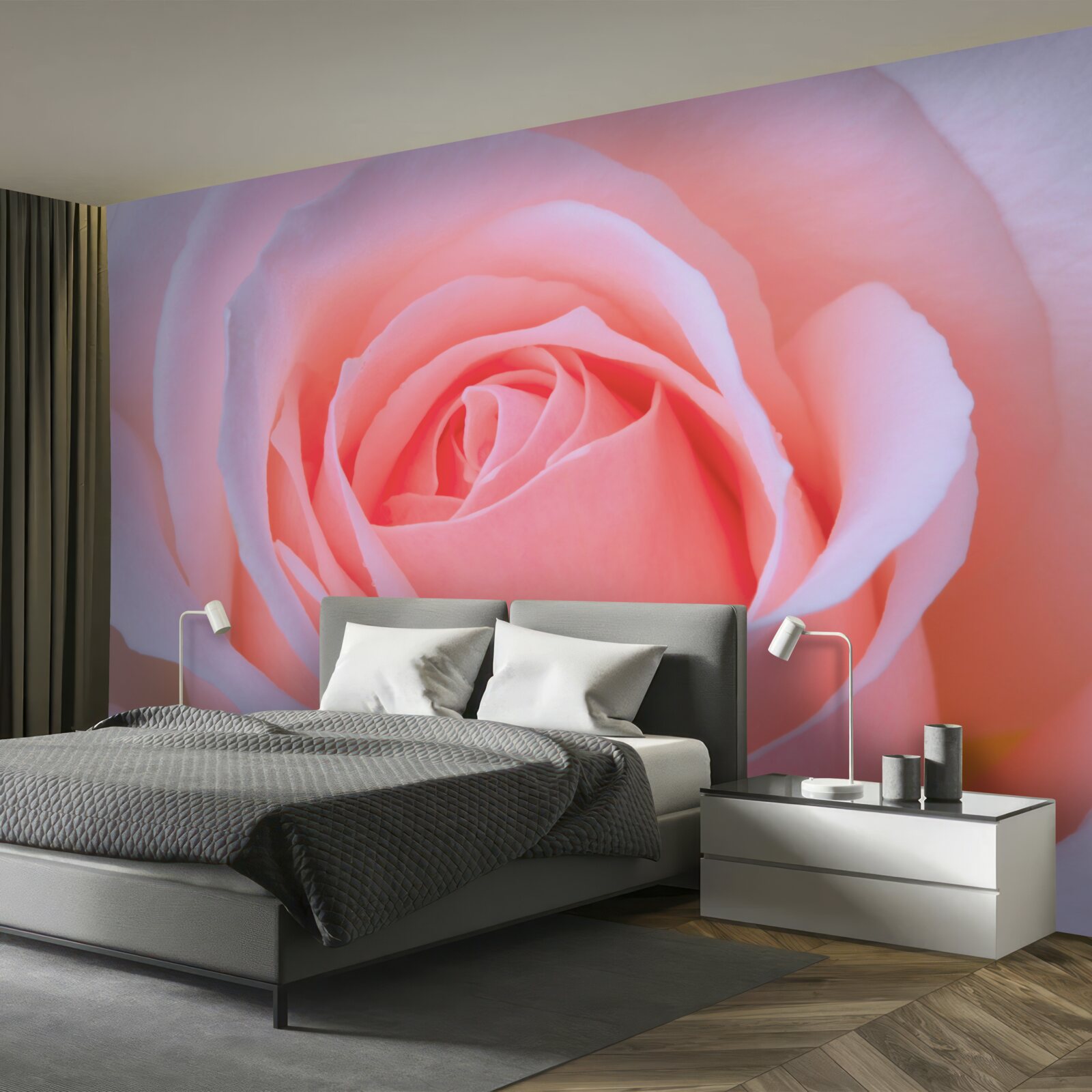 Papier peint rose délicate avec de beaux pétales roses