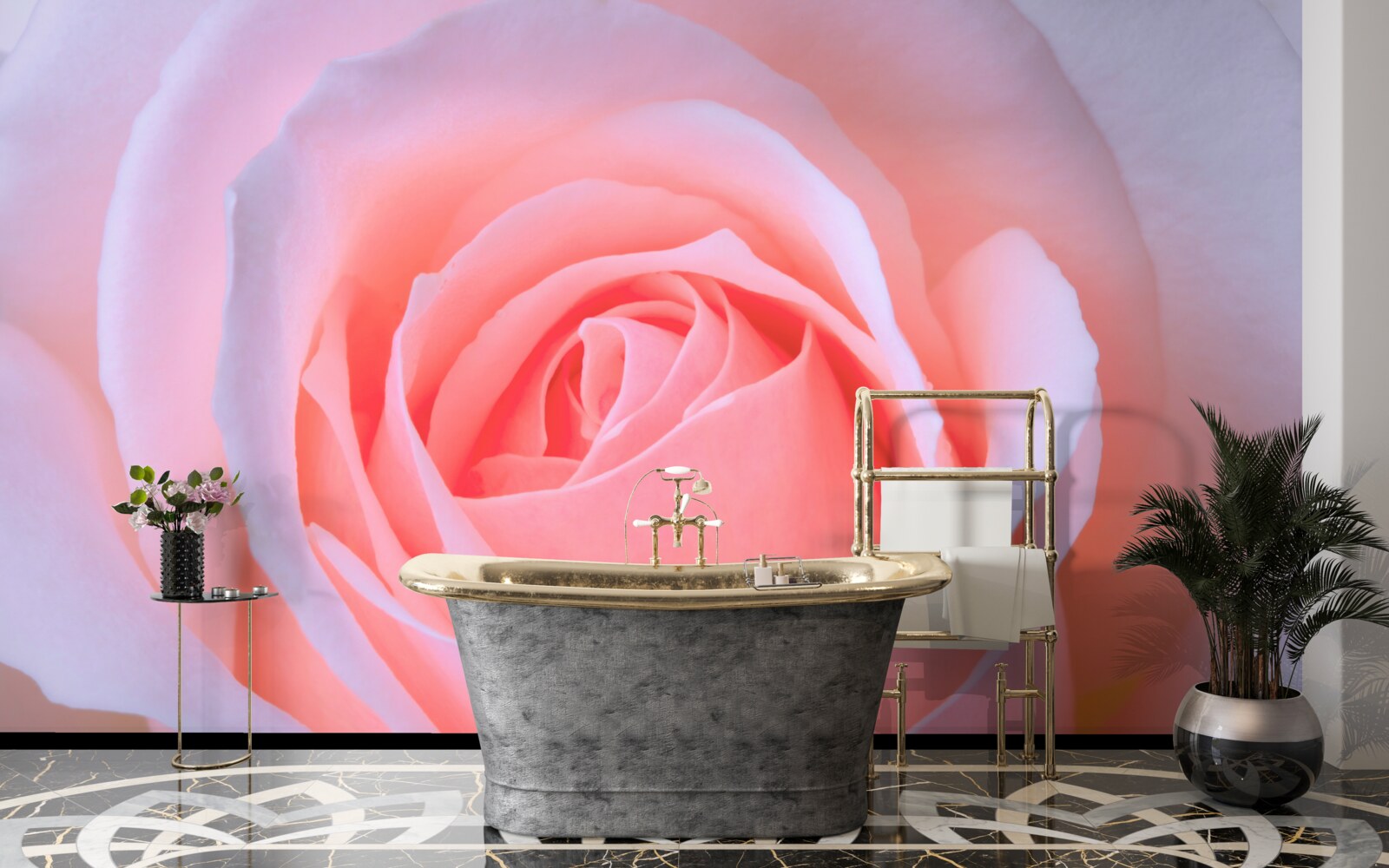 Papier peint rose délicate avec de beaux pétales roses