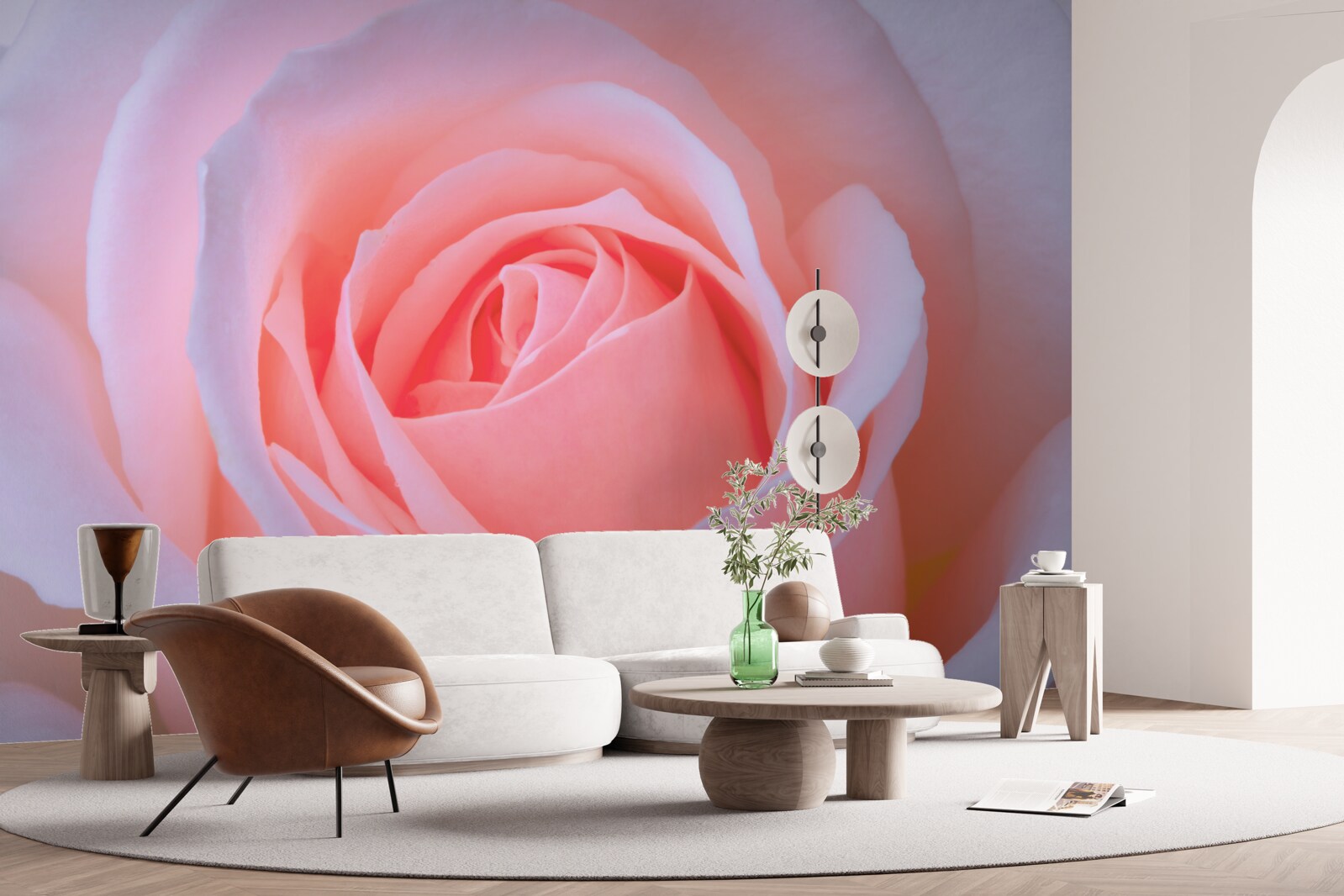 Papier peint rose délicate avec de beaux pétales roses
