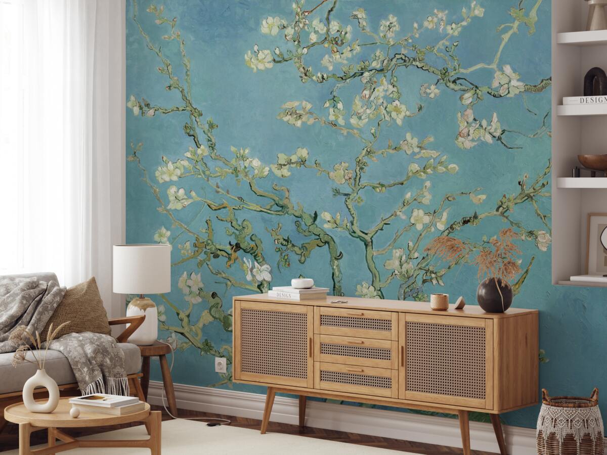 Papier peint Magnolia blanc comme neige sur fond de ciel azur