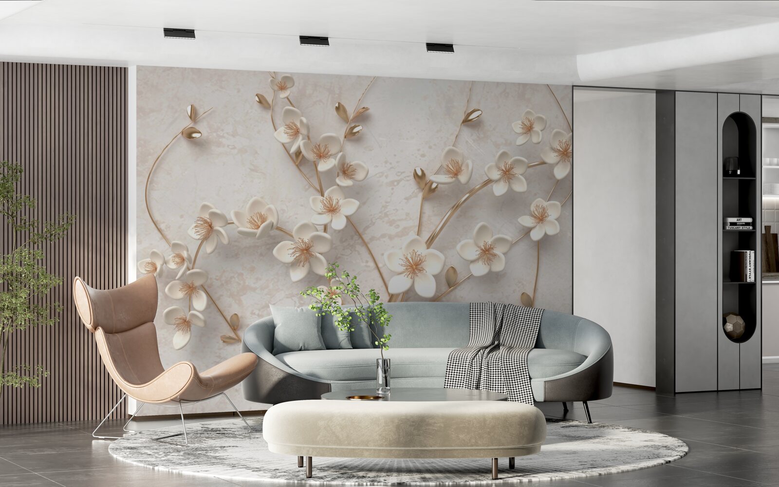 Papier peint plusieurs branches avec des fleurs de magnolia blanches