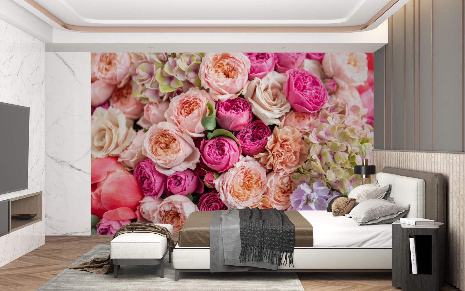 Papier peint une combinaison de différentes roses magnifiques dans un bouquet