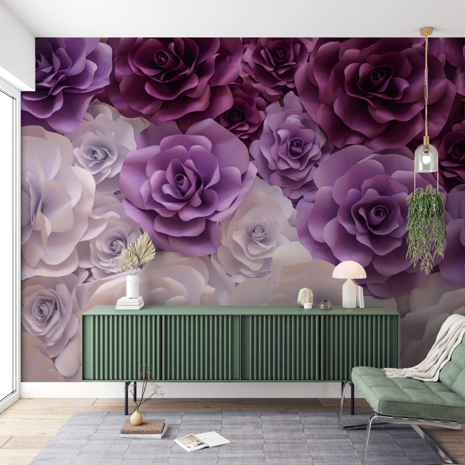 Papier peint composition en fleurs de soie