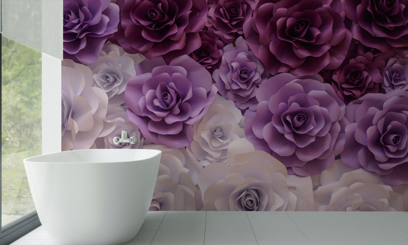 Papier peint composition en fleurs de soie