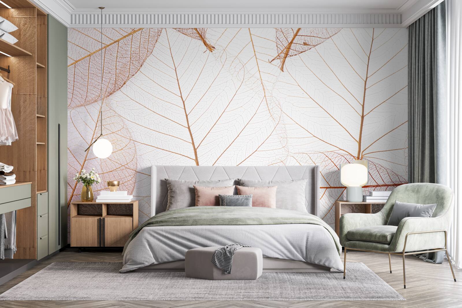 Papier peint draps transparents dans une teinte rose tendre