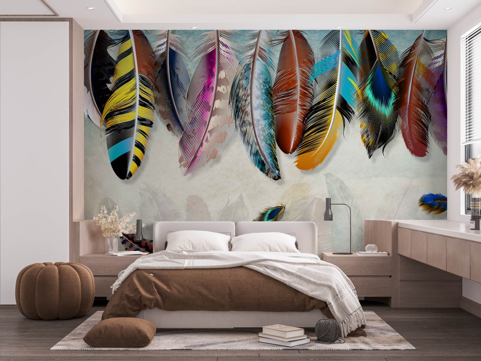 Papier peint élégant, design, plumage brillant