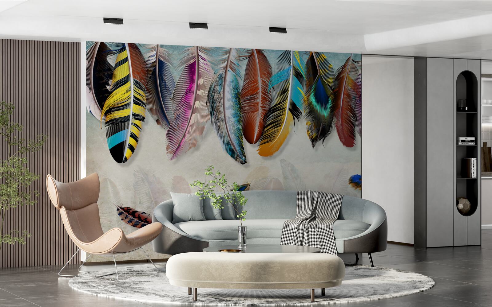 Papier peint élégant, design, plumage brillant