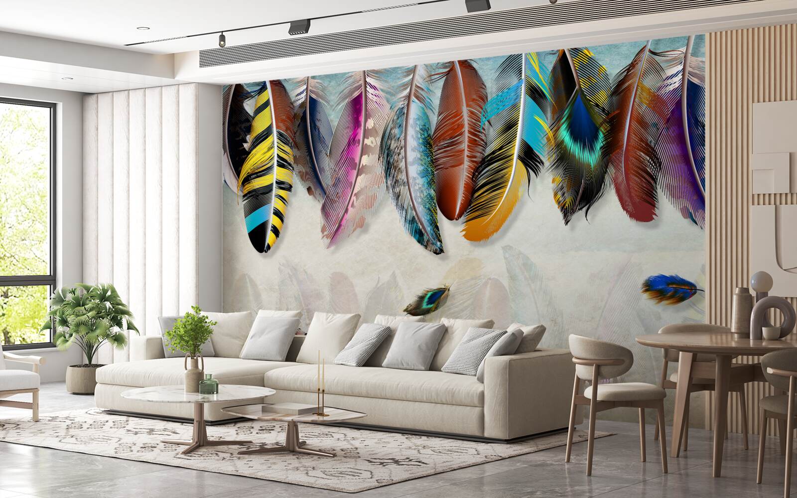 Papier peint élégant, design, plumage brillant