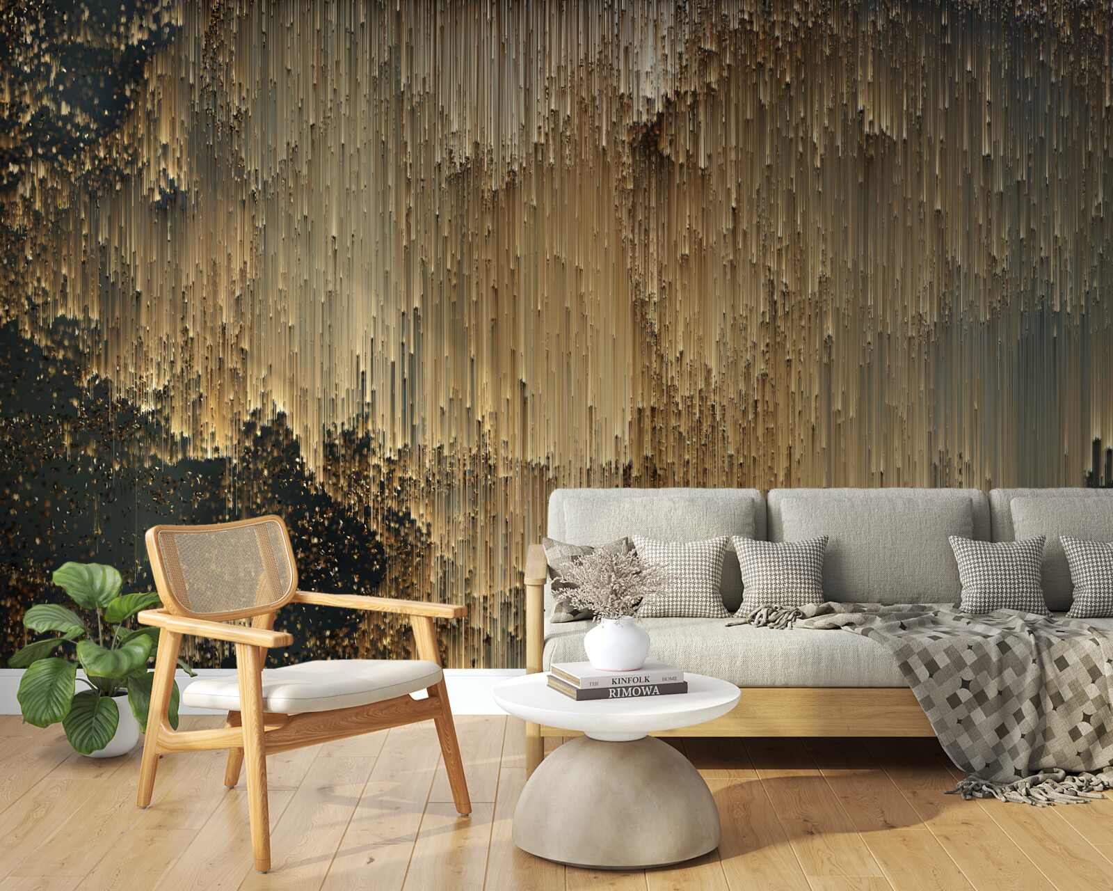 Papier peint des ruisseaux d'or s'écoulent