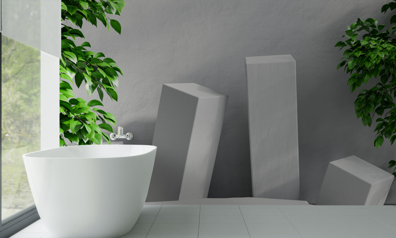 Papier peint formes rectangulaires blanches