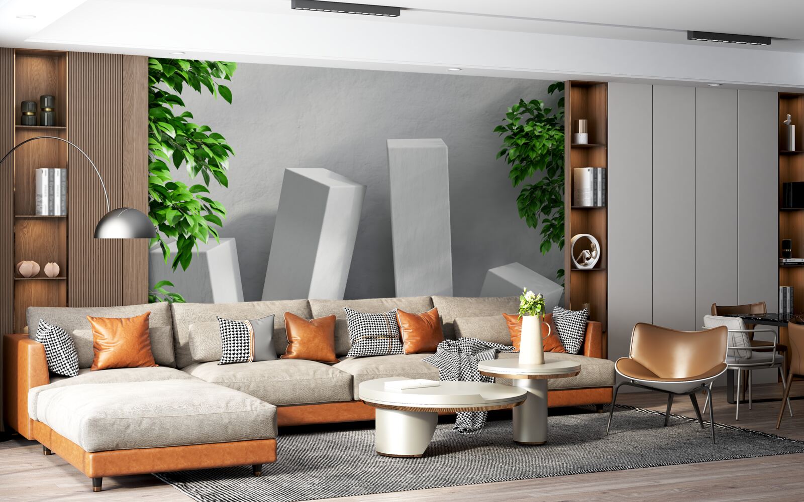 Papier peint formes rectangulaires blanches