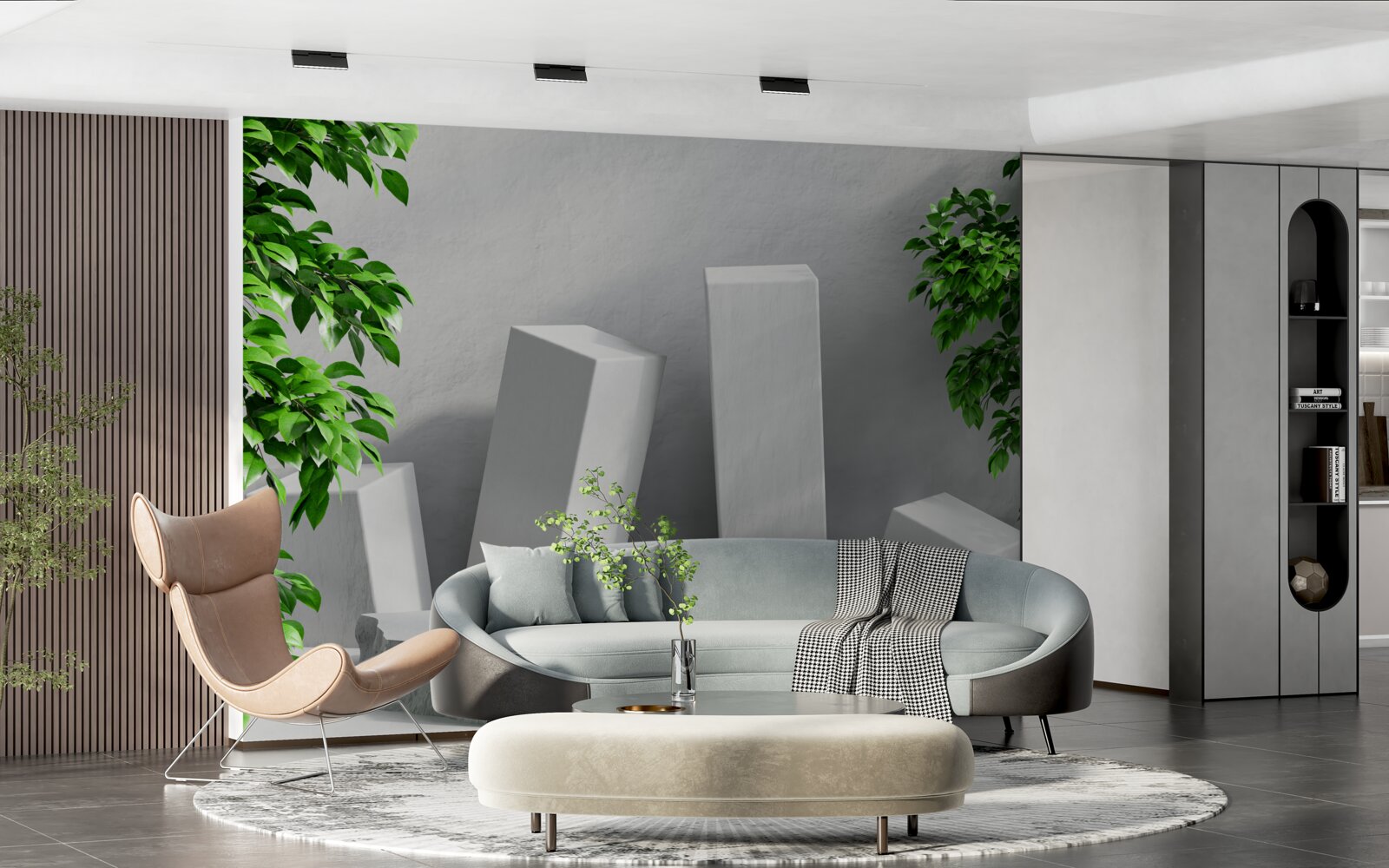 Papier peint formes rectangulaires blanches