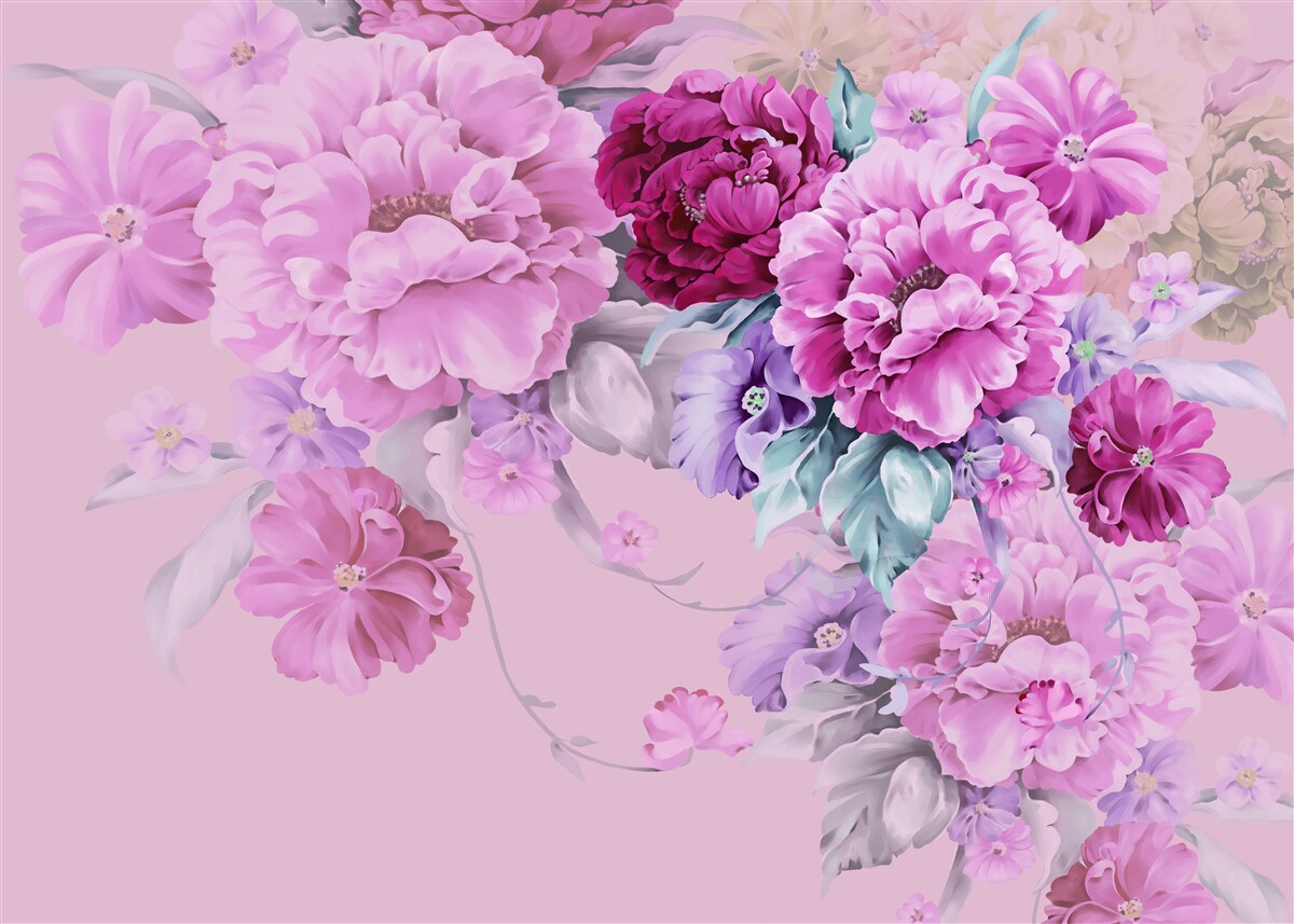 Papier peint Bouquet d'automne dans les tons lilas